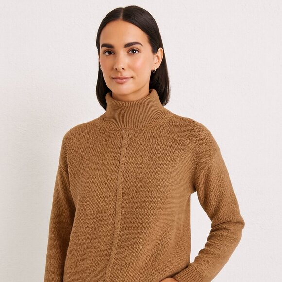 Madison Avenue New York Camel Brown Merino Wool Sweater Made in Italy - Picture 2 of 12